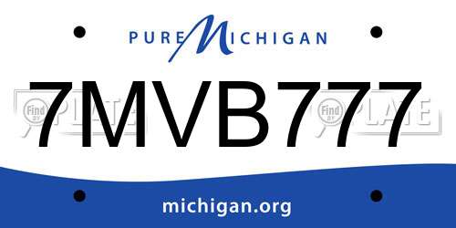 7MVB777 Michigan License Plate