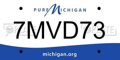 7MVD73 Michigan License Plate