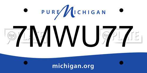 7MWU77 Michigan License Plate