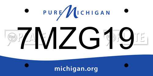 7MZG19 Michigan License Plate