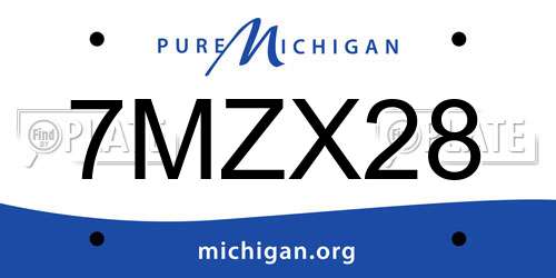 7MZX28 Michigan License Plate