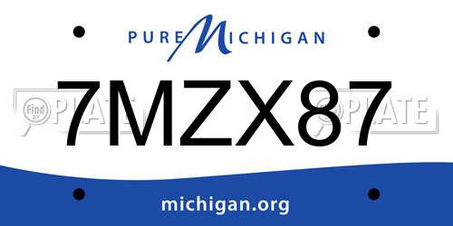 7MZX87 Michigan License Plate