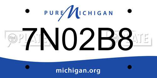 7N02B8 Michigan License Plate