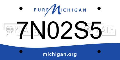 7N02S5 Michigan License Plate