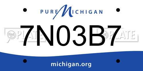 7N03B7 Michigan License Plate