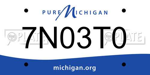7N03T0 Michigan License Plate