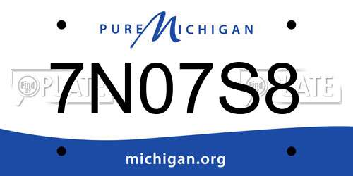 7N07S8 Michigan License Plate