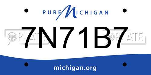 7N71B7 Michigan License Plate