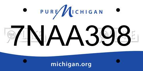 7NAA398 Michigan License Plate