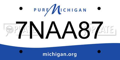 7NAA87 Michigan License Plate