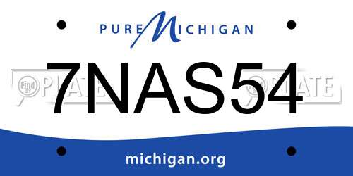 7NAS54 Michigan License Plate