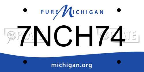 7NCH74 Michigan License Plate