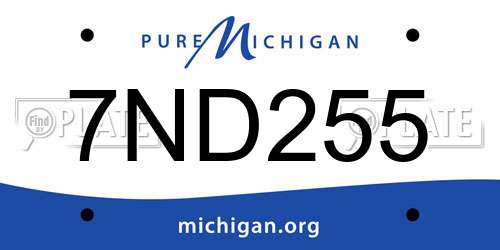 7ND255 Michigan License Plate