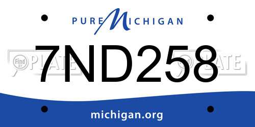 7ND258 Michigan License Plate