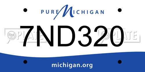 7ND320 Michigan License Plate