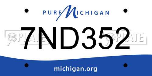 7ND352 Michigan License Plate