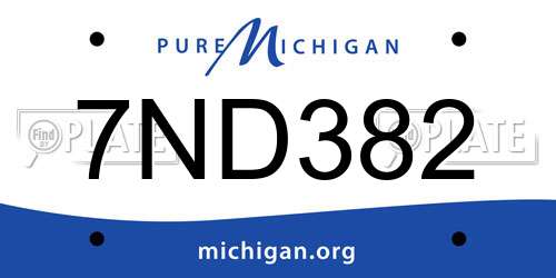 7ND382 Michigan License Plate