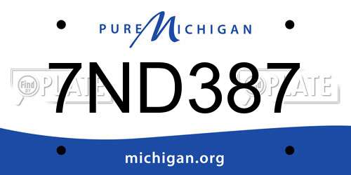 7ND387 Michigan License Plate