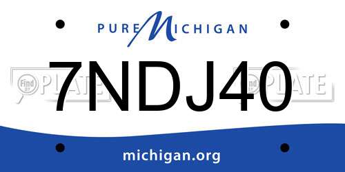 7NDJ40 Michigan License Plate