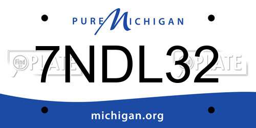 7NDL32 Michigan License Plate