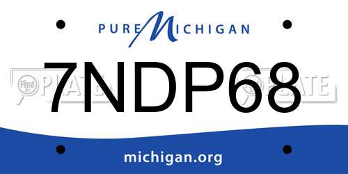 7NDP68 Michigan License Plate