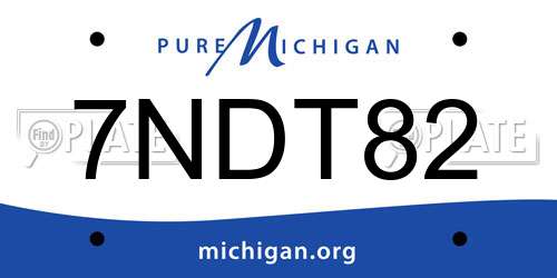 7NDT82 Michigan License Plate