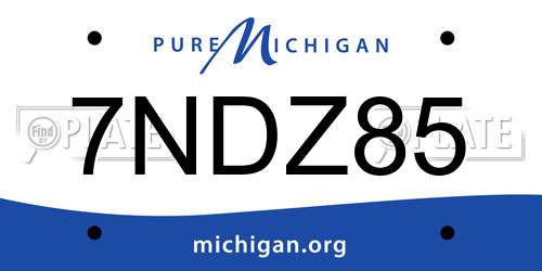 7NDZ85 Michigan License Plate