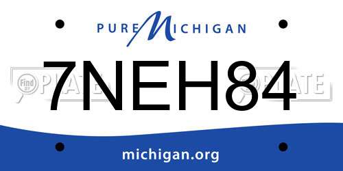 7NEH84 Michigan License Plate