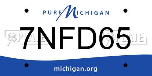 7NFD65 Michigan License Plate