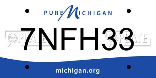 7NFH33 Michigan License Plate