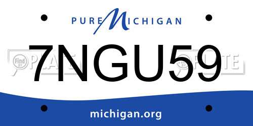 7NGU59 Michigan License Plate