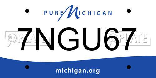 7NGU67 Michigan License Plate