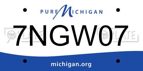 7NGW07 Michigan License Plate