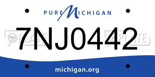 7NJ0442 Michigan License Plate