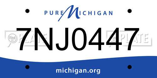 7NJ0447 Michigan License Plate