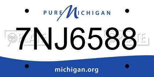 7NJ6588 Michigan License Plate