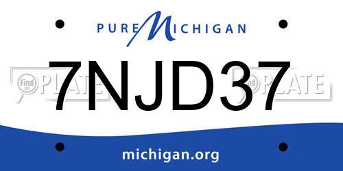 7NJD37 Michigan License Plate
