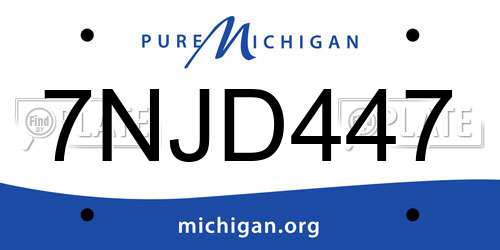 7NJD447 Michigan License Plate
