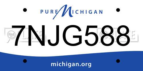 7NJG588 Michigan License Plate