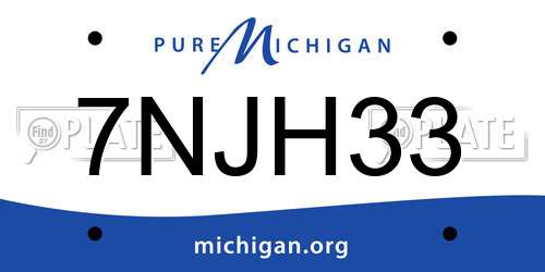 7NJH33 Michigan License Plate