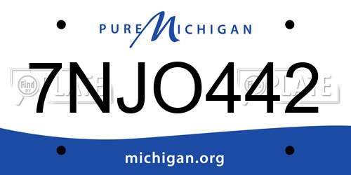 7NJO442 Michigan License Plate