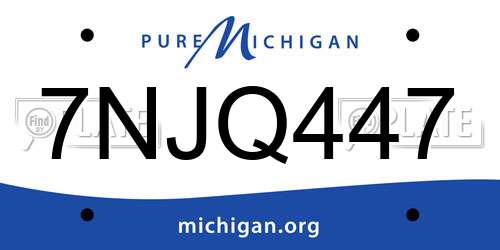 7NJQ447 Michigan License Plate