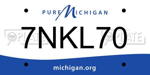 7NKL70 Michigan License Plate