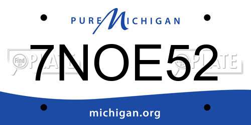 7NOE52 Michigan License Plate