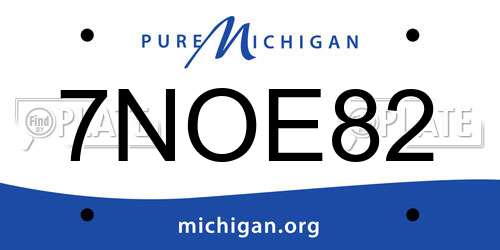 7NOE82 Michigan License Plate