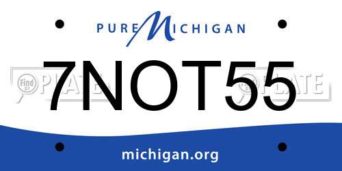 7NOT55 Michigan License Plate