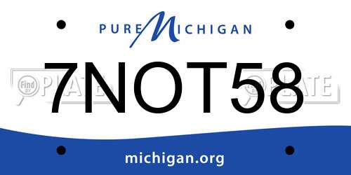 7NOT58 Michigan License Plate
