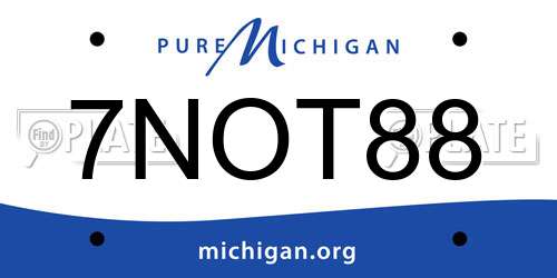 7NOT88 Michigan License Plate