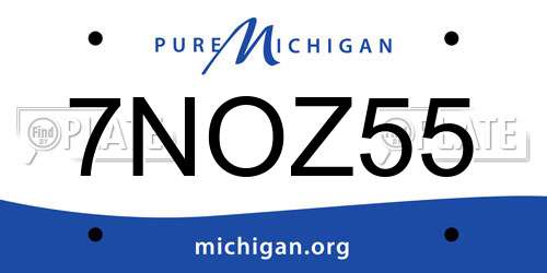 7NOZ55 Michigan License Plate