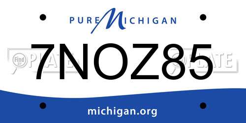 7NOZ85 Michigan License Plate